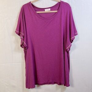 Molly & Isadora Purple Top Size 2X Flare Sleeve New